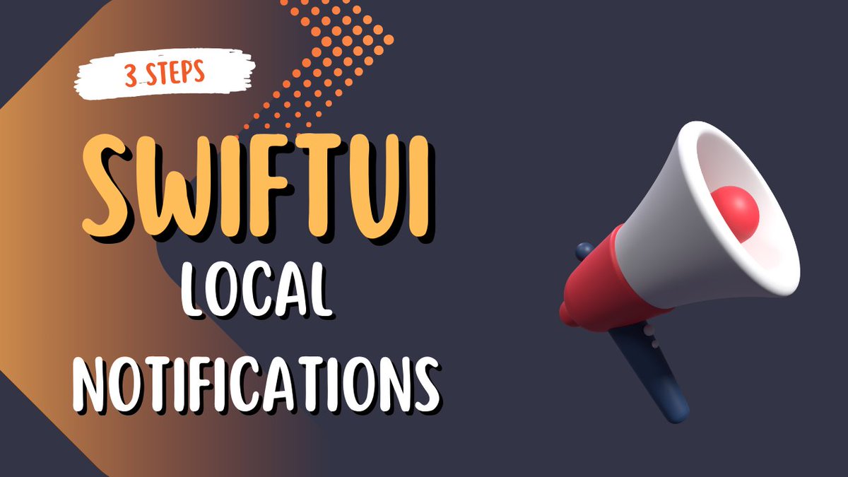 fatihiosdev's tweet image. SwiftUI ile 3 adımda, önceden zamanlanmış yerel bildirimler göndermek için örnek uygulama hazırladım.
1. Bildirim izni alma .
2. Belirli bir süreye göre bildirim gönderme.
3. Belirli bir tarih/saat/dakikaya göre bildirim gönderme.
github.com/fatihdurmaz/Lo…
#SwiftUITutorial