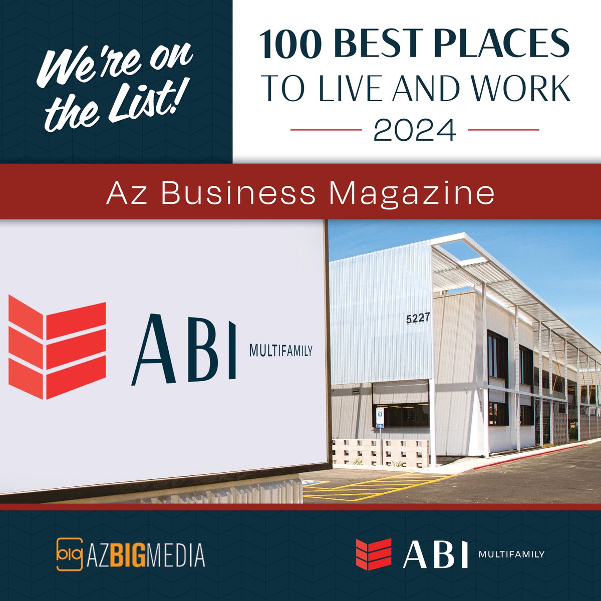 We are thrilled to announce that ABI has been recognized as one of Az Business Magazine's 100 Best Places to Live and Work! So proud of our team's commitment to excellence. #AzBusinessMagazine #Top100 <a href="/AZBigMedia/">AZ Big Media</a>