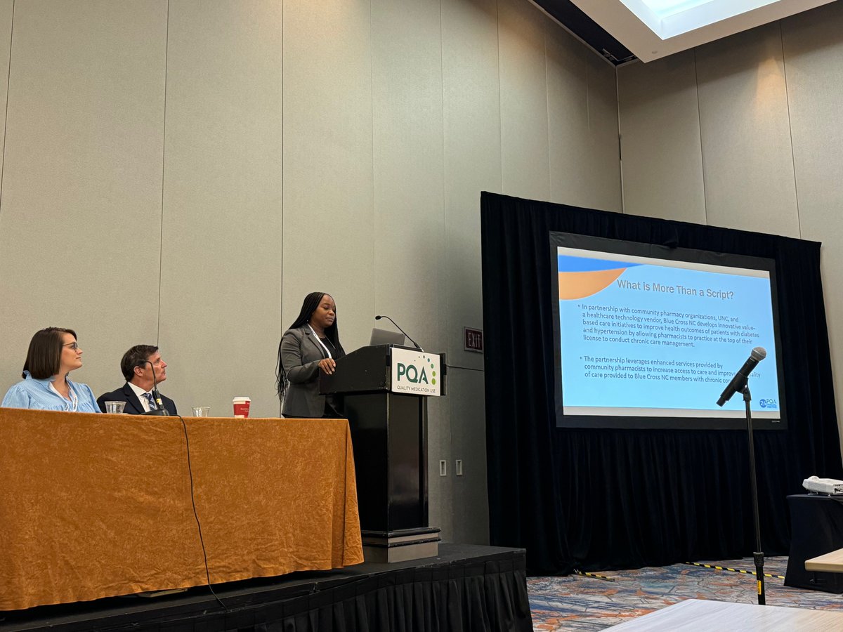 unc_pace's tweet image. At #PQA24, @unc_pace @EasterJon &amp;amp; @UNCPharmacy alumni Jasmine Perry &amp;amp; Anna Baird discussed community pharmacy partnerships with payers to improve diabetes &amp;amp; hypertension outcomes while expanding value-based care!