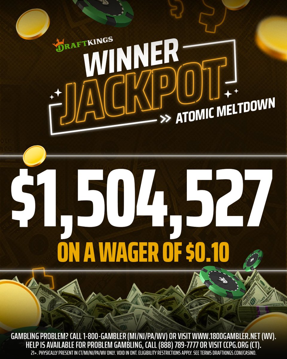 JACKPOT WIN 🤑 A player from New Jersey hit a jackpot of over $1.5 𝙈𝙄𝙇𝙇𝙄𝙊𝙉 while playing Atomic Meltdown 🔥