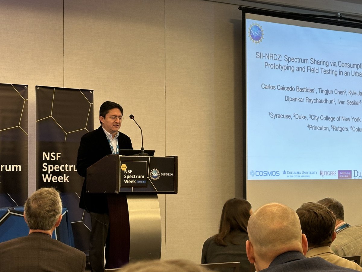 Gil Zussman (@gil_zussman) on Twitter photo Carlos Enrique Caicedo Bastidas
<a href="/iSchoolSU/">Syracuse University iSchool</a> presented our results on co-existence of #PAWRCOSMOS mmWave arrays and <a href="/NOAA/">NOAA</a> CESSRST radiometers at the <a href="/NSF/">U.S. National Science Foundation</a> NRDZ (pronounced “nerds”…) Spectrum Week
<a href="/SpectrumXCenter/">SpectrumXCenter</a> #NSFFunded <a href="/abhiadhikari3/">Abhi Adhikari</a> Carlos Enrique Caicedo Bastidas
<a href="/iSchoolSU/">Syracuse University iSchool</a> presented our results on co-existence of #PAWRCOSMOS mmWave arrays and <a href="/NOAA/">NOAA</a> CESSRST radiometers at the <a href="/NSF/">U.S. National Science Foundation</a> NRDZ (pronounced “nerds”…) Spectrum Week
<a href="/SpectrumXCenter/">SpectrumXCenter</a> #NSFFunded <a href="/abhiadhikari3/">Abhi Adhikari</a>