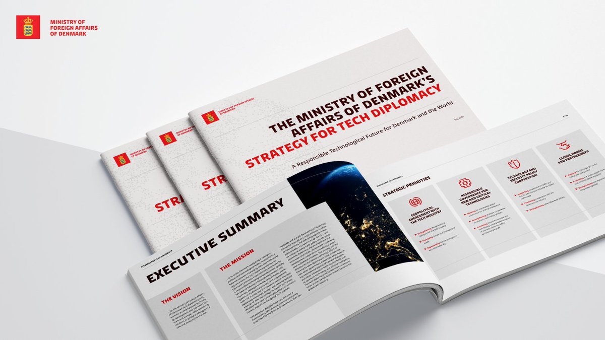 The new strategy for 🇩🇰 tech diplomacy presents 4 strategic priorities to help Denmark navigate a new geopolitical reality increasingly defined by technology 🌎Learn more 👉 techamb.um.dk/strategy #TechDiplomacy #ForeignAffairs