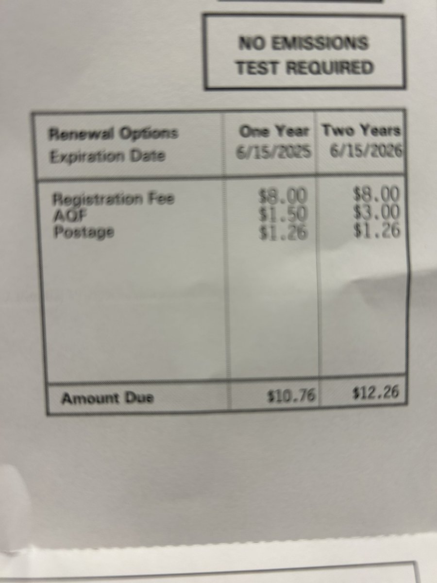 I paid my vehicle registration renewal fee for 2 years. I didn’t see we could pay thru 5yrs for $16. My fuel cost is double or triple that fee! 😀