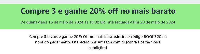 promodelivro's tweet image. 💛 Cupom Amazon  #BookFriday

 Compre 3 Livros e ganhe 20% DE DESCONTO no mais barato!

amzlink.to/az0rMVIpcmOtT


🎟Use o cupom BOOKS20

➡️ Válido para os livros do link. Confira as regras