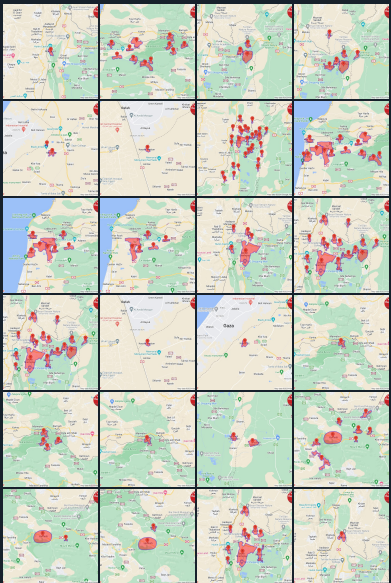 TabzLIVE's tweet photo. 🇮🇱🇱🇧🇵🇸🚨 Sirens were activated a total of 24 times today in Israel on both the north front and near the Gaza Strip.

—> The picture shows all the Siren warnings that were sent out today combined. https://t.co/5BHe2Mcptc