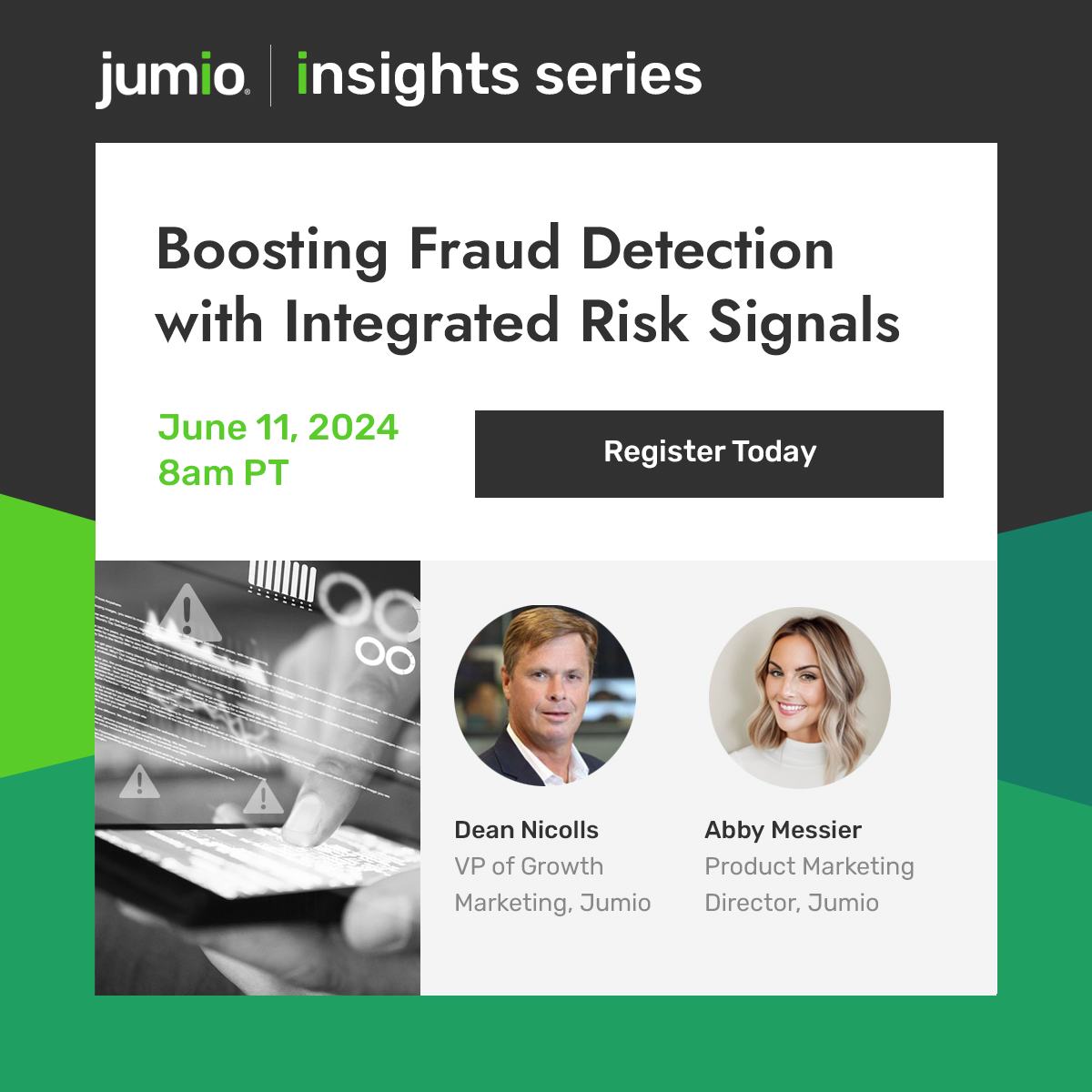 We’re kicking off our updated Jumio Insights Series on June 11 with Jumio’s Dean Nicolls and Abby Messier, who will take a deep dive into the important role of risk signals in the fight against fraud. Register now: brighttalk.com/webcast/12359/…