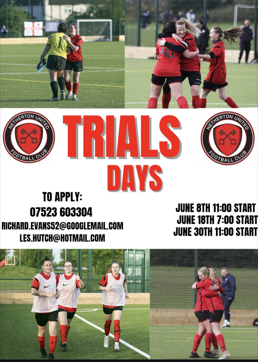 Netherton United Women (@nufcwomens) on Twitter photo ❗️Open Trials ❗️
<a href="/Nufcwomens/">Netherton United Women</a> are hosting open trials throughout June, if you are a new or an experienced player why not come and join us.
Details below ⬇️ ❗️Open Trials ❗️
<a href="/Nufcwomens/">Netherton United Women</a> are hosting open trials throughout June, if you are a new or an experienced player why not come and join us.
Details below ⬇️