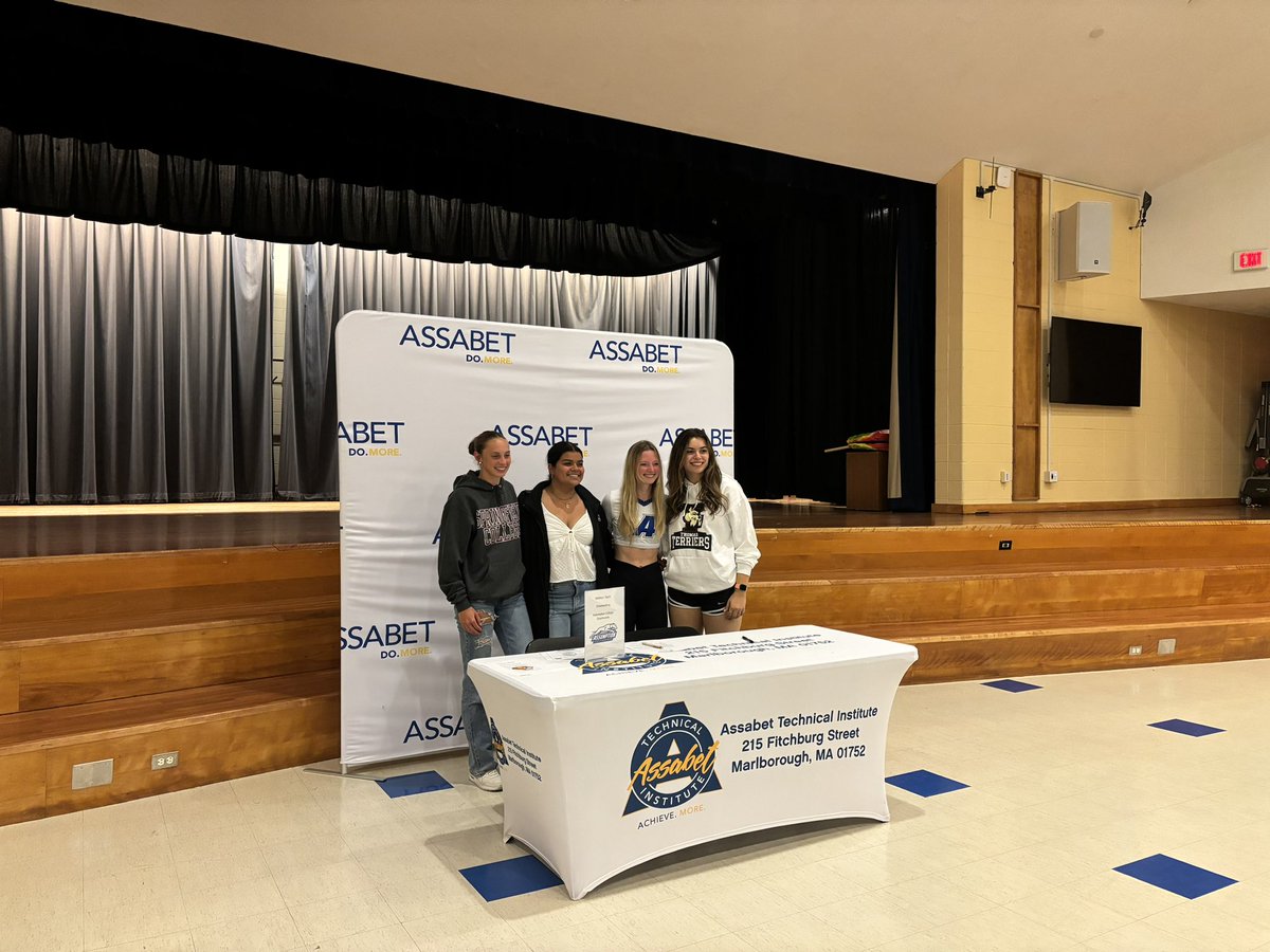 Congrats to our 4 senior student-athletes who will be playing at the collegiate level next year! Peyton Knott - Springfield Soccer/Track Destiny Rivas - MCLA Soccer Madison Taylor - Assumption Cheer Jordan Child - Thomas Volleyball
