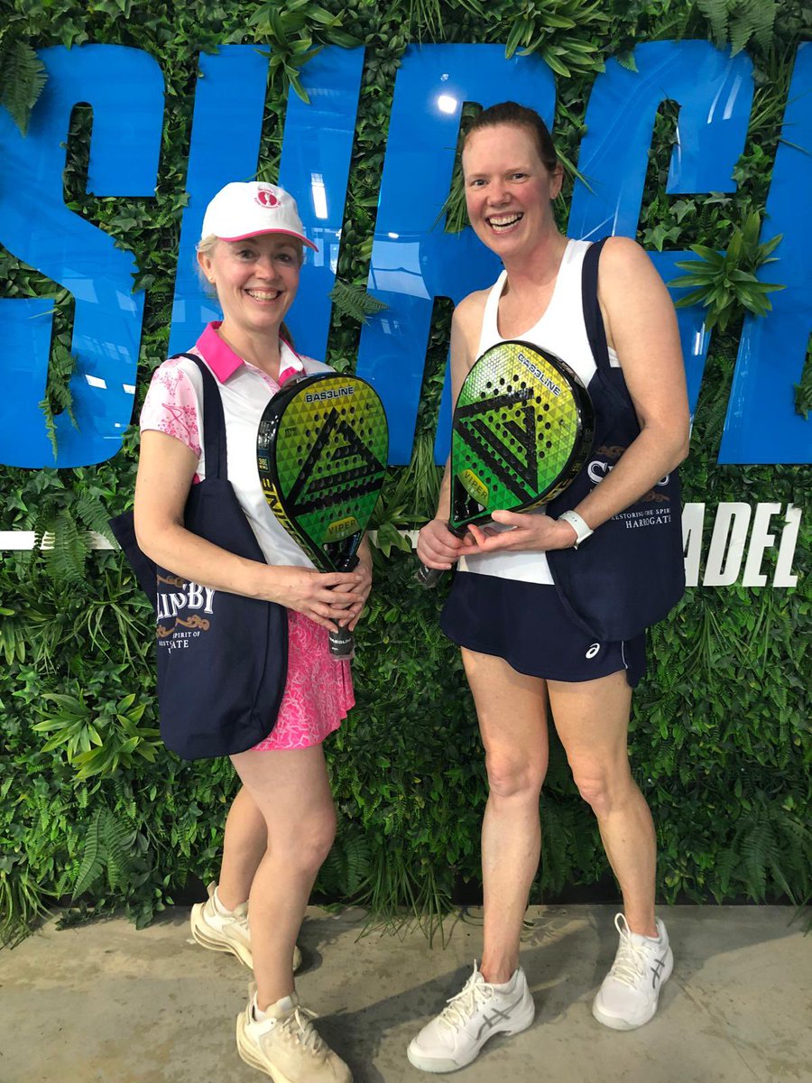 2/2 The final was between Michelle Eldridge and Rachel Hanlon v Sue Stent and Cheryl Mitchell-Hagel. A very tense final won by Michelle and Rachel 6-4. Competitive, great fun, very sociable and well organised. The sun shone but they were indoors! #yorkshirepadel #padel #yorkshire
