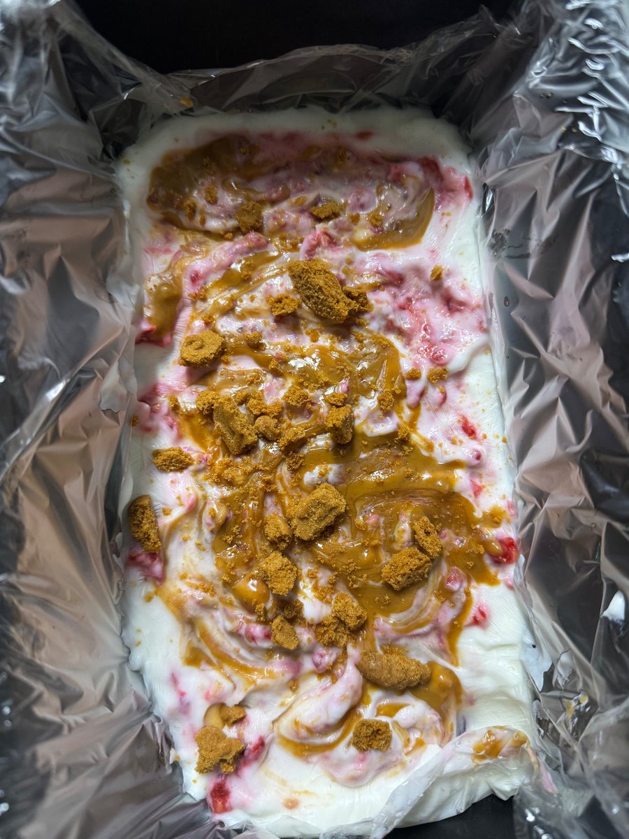 Raspberry yogurt bar…260 cals for the whole thing. Can’t wait for it to finish freezing