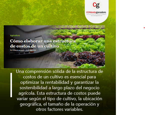 La estructura de costos de un cultivo se compone de una variedad de elementos desde los insumos básicos hasta los costos operativos y administrativos. @Fedegan @jflafaurie @FacatativaPl @PL_Zipaquira @ubate_pl @GirardotPLocal #OrgullosamenteGanaderos #ConstruyendoGanadería