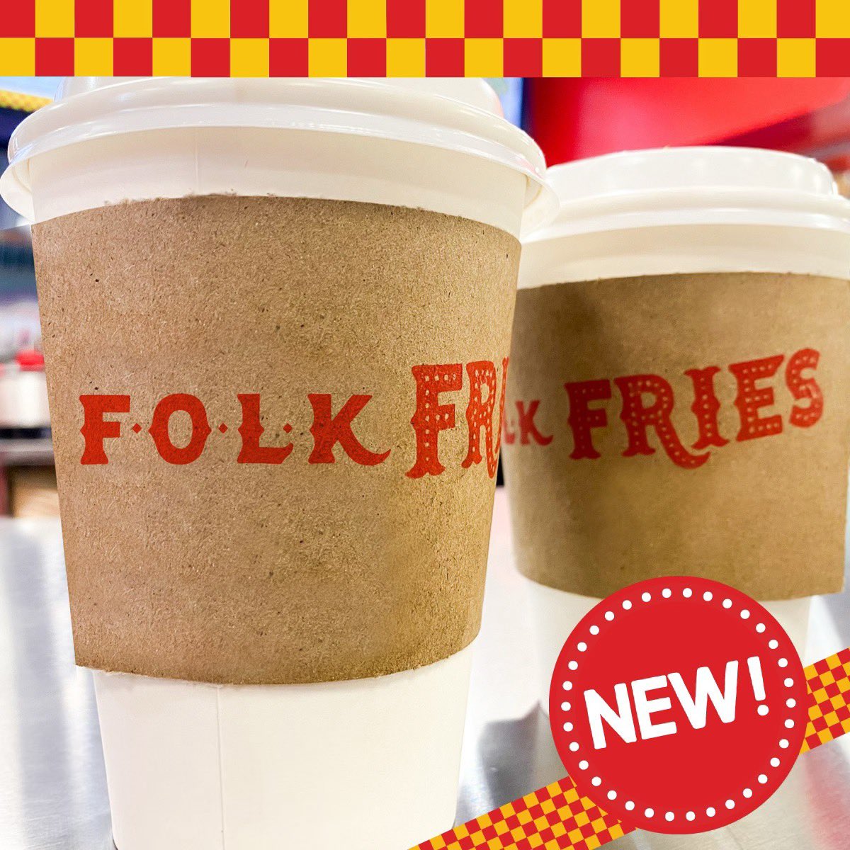 ICYMI - We're now serving hot coffee here at Folk Fries! Available all-day every-day, we think you'll love this smooth and tasty blend that's always freshly brewed! ☕