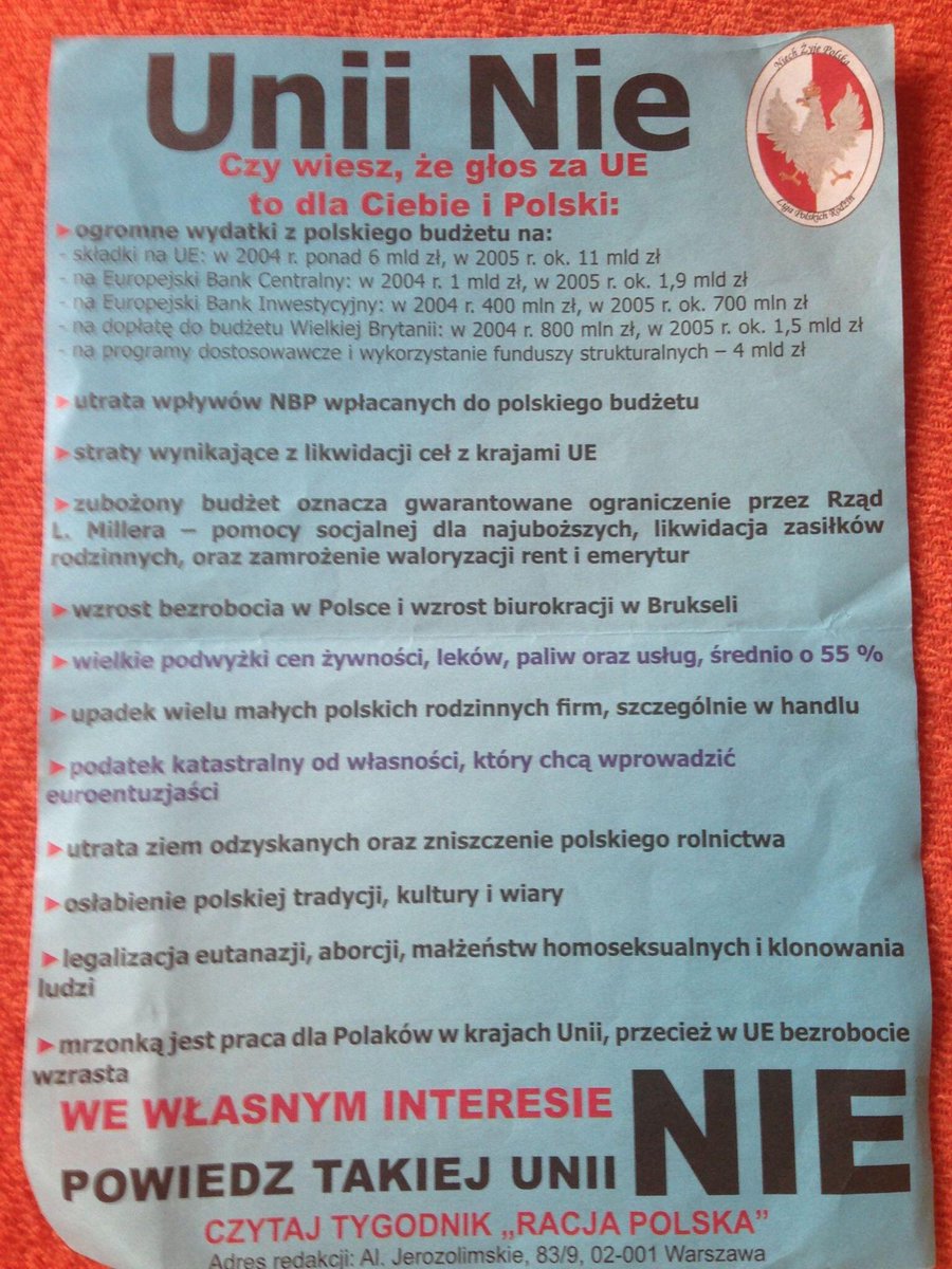 Wiecie, czym nas straszono w 2003 roku przed wejściem do UE? M. in. stratami wynikającymi z likwidacji ceł, utratą zasiłków, wzrostem bezrobocia czy… klonowaniem ludzi. Możecie sami sobie odpowiedzieć, mili Państwo, ile z wypisanych poniżej rzeczy się sprawdziło. Mi najbardziej