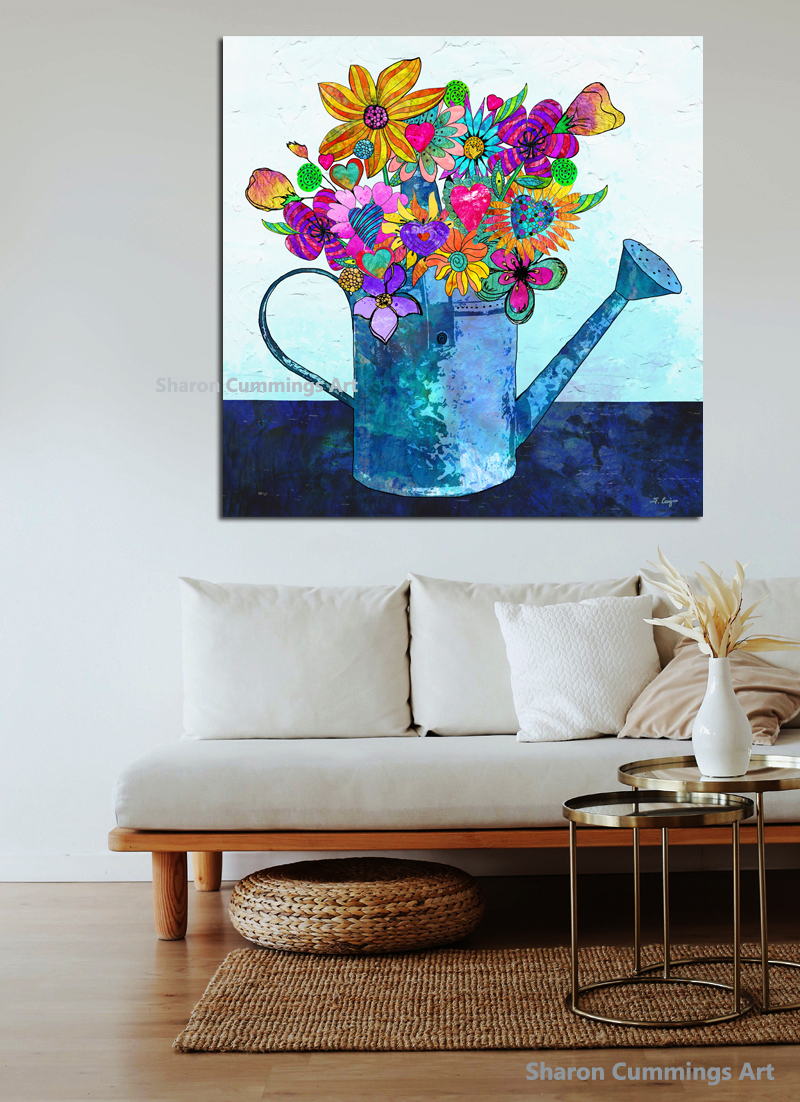 Colorful Garden Watering Can HERE:  fineartamerica.com/featured/color… #flower #flowers #floral #floralart #garden #gardening #vintage #antiques #cute #fun #art #artwork #homedecor #farmhouse #countryhumans #country #buyINTOART #FillThatEmptyWall