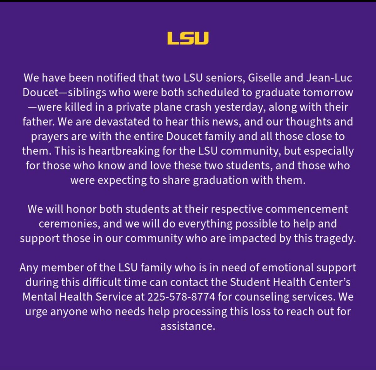 coachdeejenkins's tweet photo. This is devastating. I could ‘t even imagine. Prayers to the @LSU community🙏🏽 #prayersgoingup https://t.co/ZRmJgVEoIX