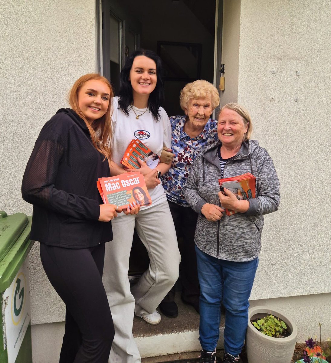 As the grandchild of a generation who were often locked out of voting in local elections by discriminatory laws, I'm so proud to have these women canvassing with me tonight and to catch up with Rose Meleady (97) who has given a lifetime to her community and politics. #MoreMná