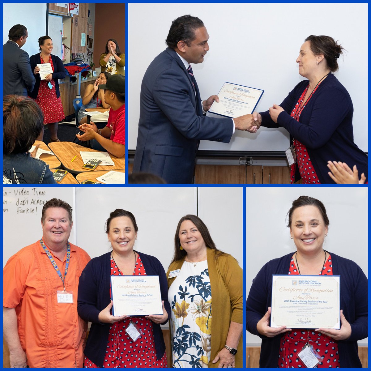 Congratulations @DesertSandsUSD Indio High @IHSRajahs mathematics teacher Amy Torres! Ms. Torres is the second surprise #RivCo 2025 Teacher of the Year announcement we have made, and by all accounts a school, district, and community treasure.