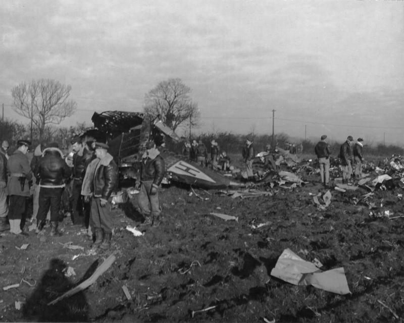 Jan 5, 1944- The remains of B-17F 42-30767 that crashed and exploded in a field. Its 306th Bomb Group identification is visible in the wreckage. #WWII