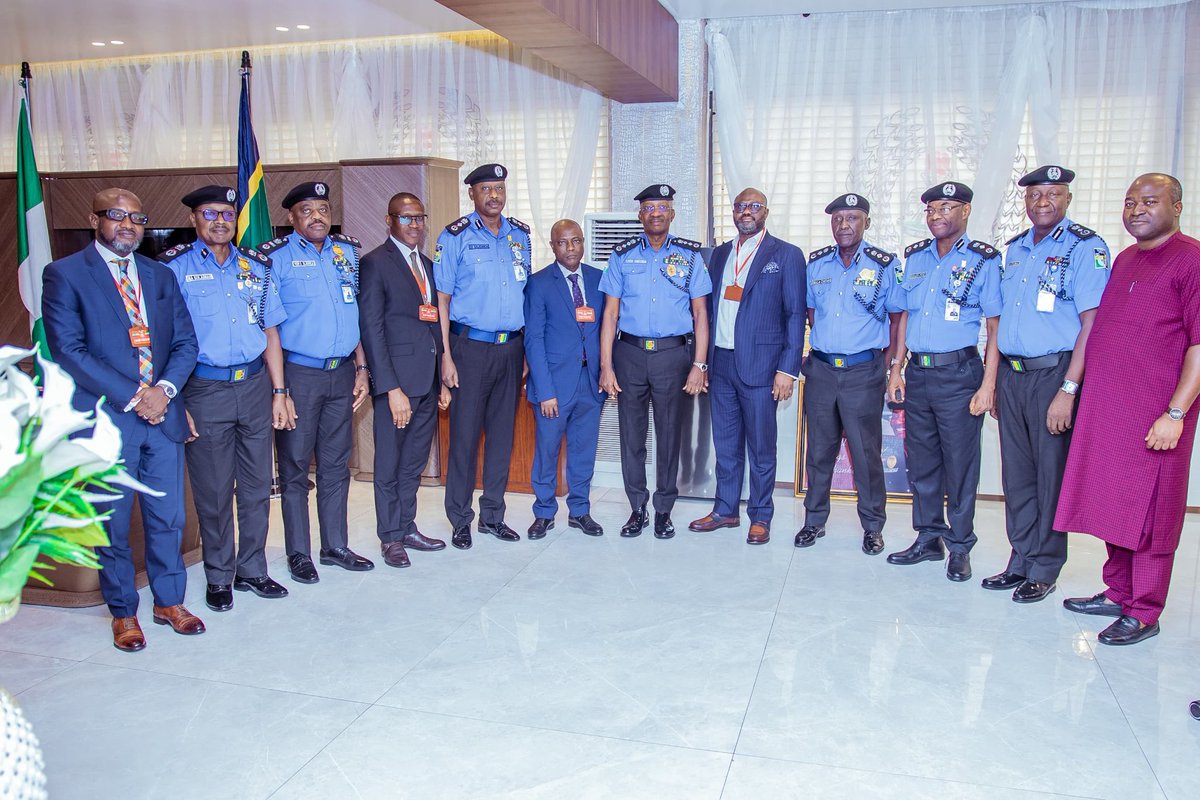 #PhotoNews | Today, May 16, 2024, the Inspector-General of Police, IGP Kayode Adeolu Egbetokun, Ph.D., NPM, welcomed the Acting CEO, FirstBank Group, Mr. Olusegun Alebiosua and his team at the Louis Edet House, Force Headquarters, Abuja. The visit focused on strengthening