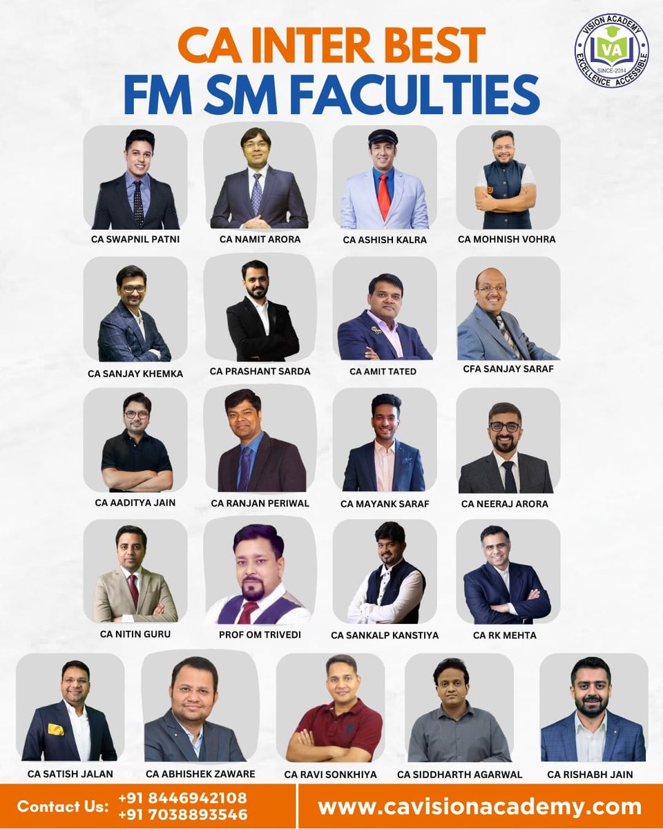 cavisionacademy's tweet photo. #CAInter Group 2 #FMSM Video Classes By #IndiasTopTeachers for Sep 24 / Jan 25 / May 25 and Onward exams
Order Now : https://t.co/EBFM83z2HF
Free & Fast Delivery | Best Price Guaranteed
Call/WhatsApp on 8446 942 108 for inquiries.
#CAInterFMSMVideoLecturesBestOnline https://t.co/SUjeasRjUB