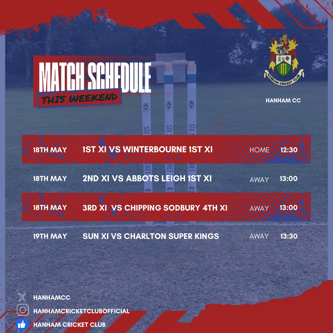 This weekends upcoming fixtures! 🏏🏏🏏