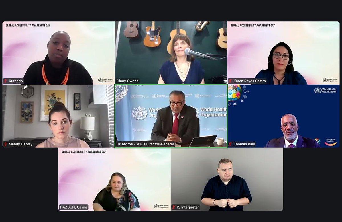 I was privileged to mark Global Acessibility Awareness Day today with <a href="/WHO/">World Health Organization (WHO)</a> staff and the brilliantly talented voices of <a href="/GinnyOwens/">Ginny Owens</a> and <a href="/mandyharvey/">Mandy Harvey</a>. Their stories are so inspiring and their music is healing. 

youtu.be/m9_rtzO3JfY?si…