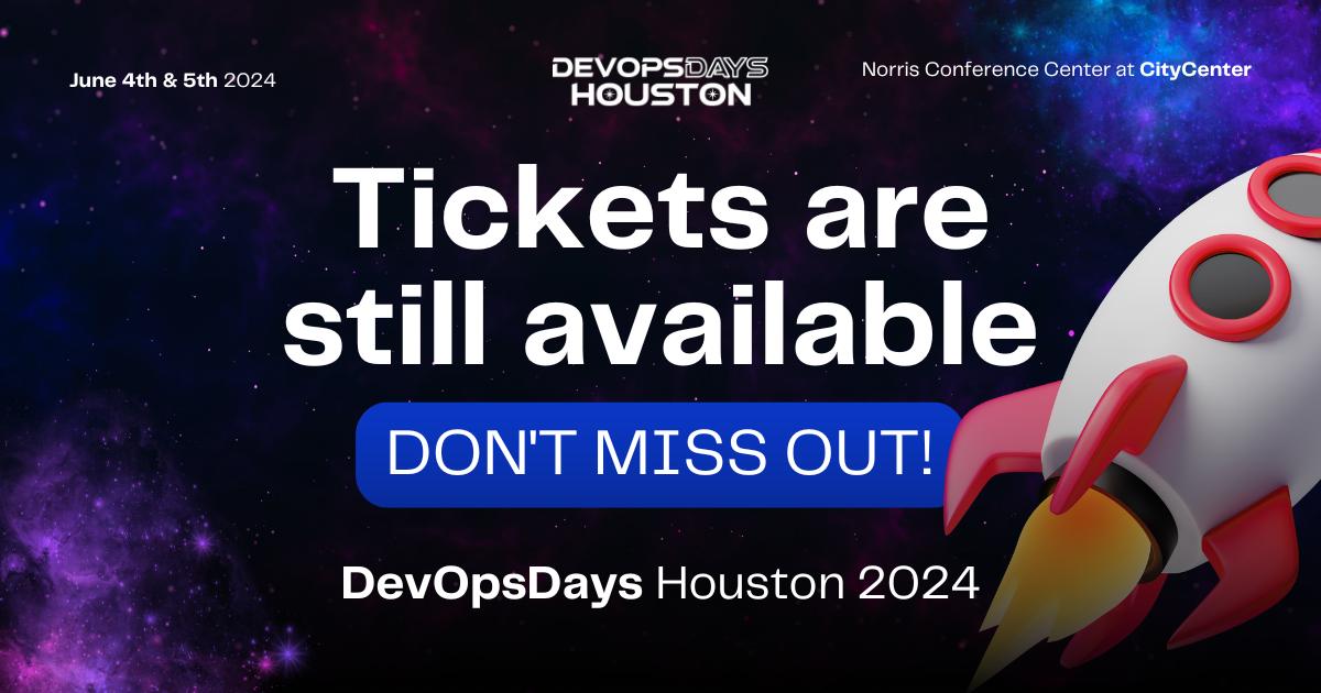 Don't let this opportunity slip away! Act now to reserve your place at DevOps Days 2024 before tickets run out! Don't wait, they're selling quickly! tickets.devopsdays.org/devopsdays-hou…

#DevOpsDays2024 #SecureYourSpot #GrabYourTickets #TechEven