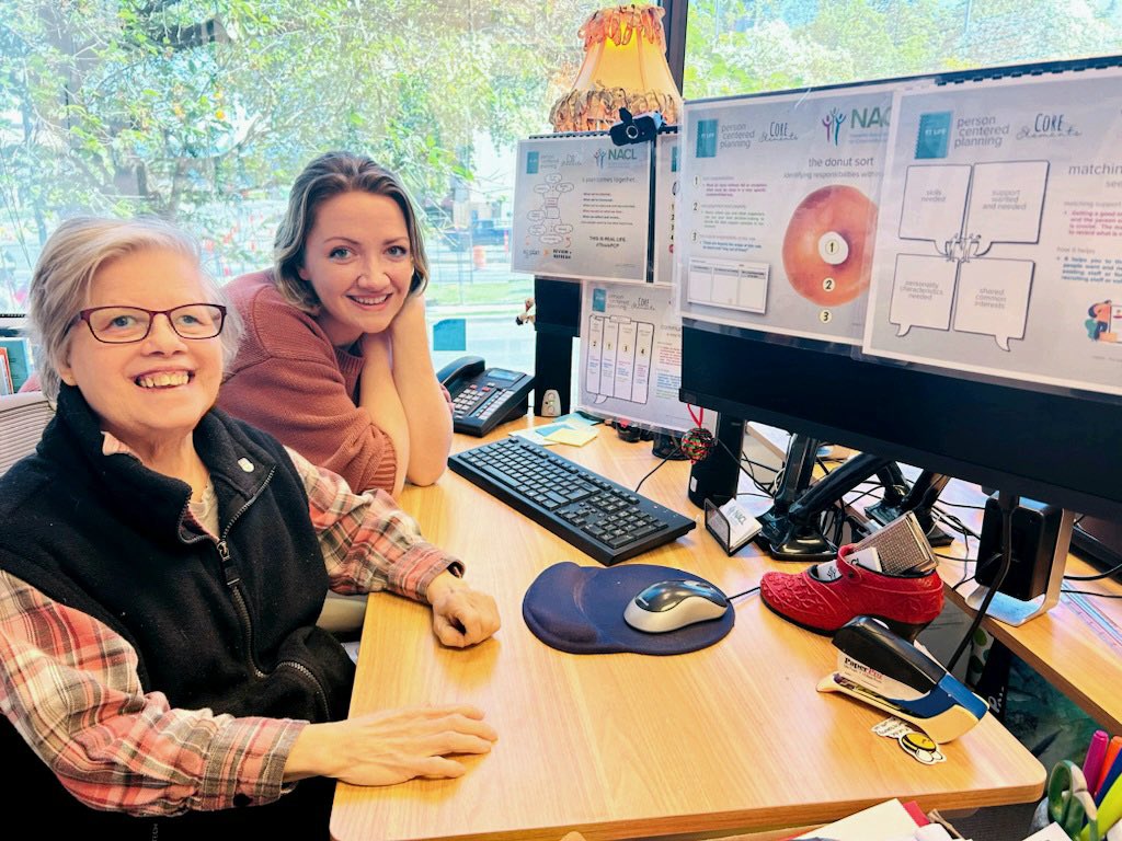 New NACL #EmploymentServices team member alert! We’re happy to welcome JD, who you might have seen at Seafield Place, to the employment team! 🤩👍 Here she is with BA, reviewing the Core Elements of #PersonCenteredPlanning. It’s a good day to be goal-focussed! 🎯❤️ #ThisIsPCP