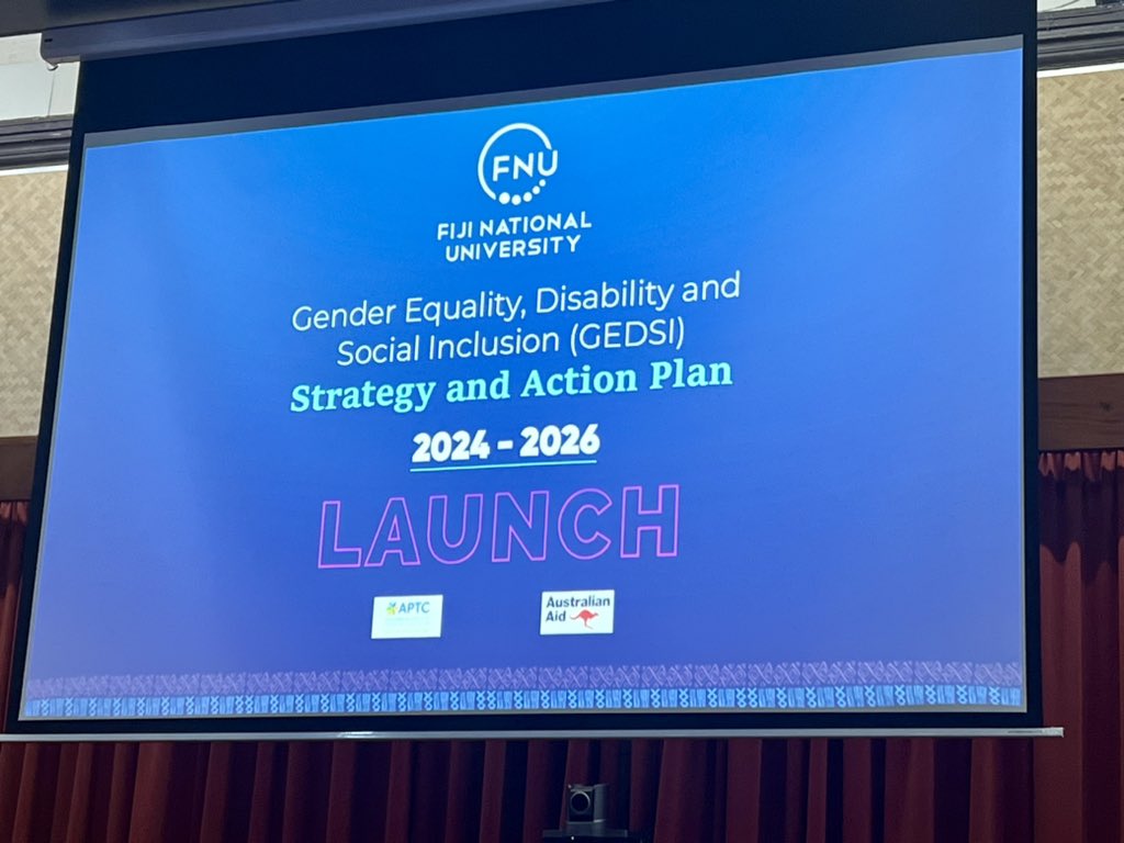 FNUFiji's tweet image. ✅Today marks a significant milestone as #FNU and the Australian Pacific Training #APTC join forces to launch the Gender Equality, Disability, and Social Inclusion #GEDSI Strategy and Action Plan 2024 - 2026. 

✅Stay tuned to our SM page for updates!