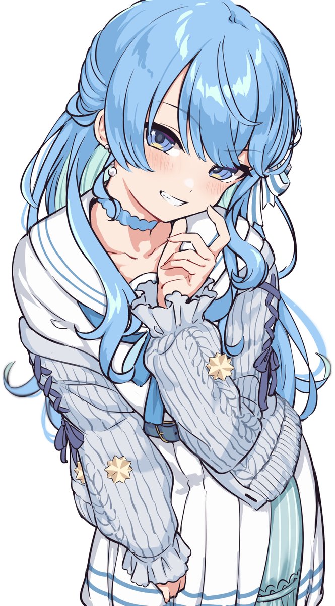 hoshimachi suisei ,hoshimachi suisei (school uniform) 1girl solo long hair looking at viewer blush smile blue eyes  illustration images