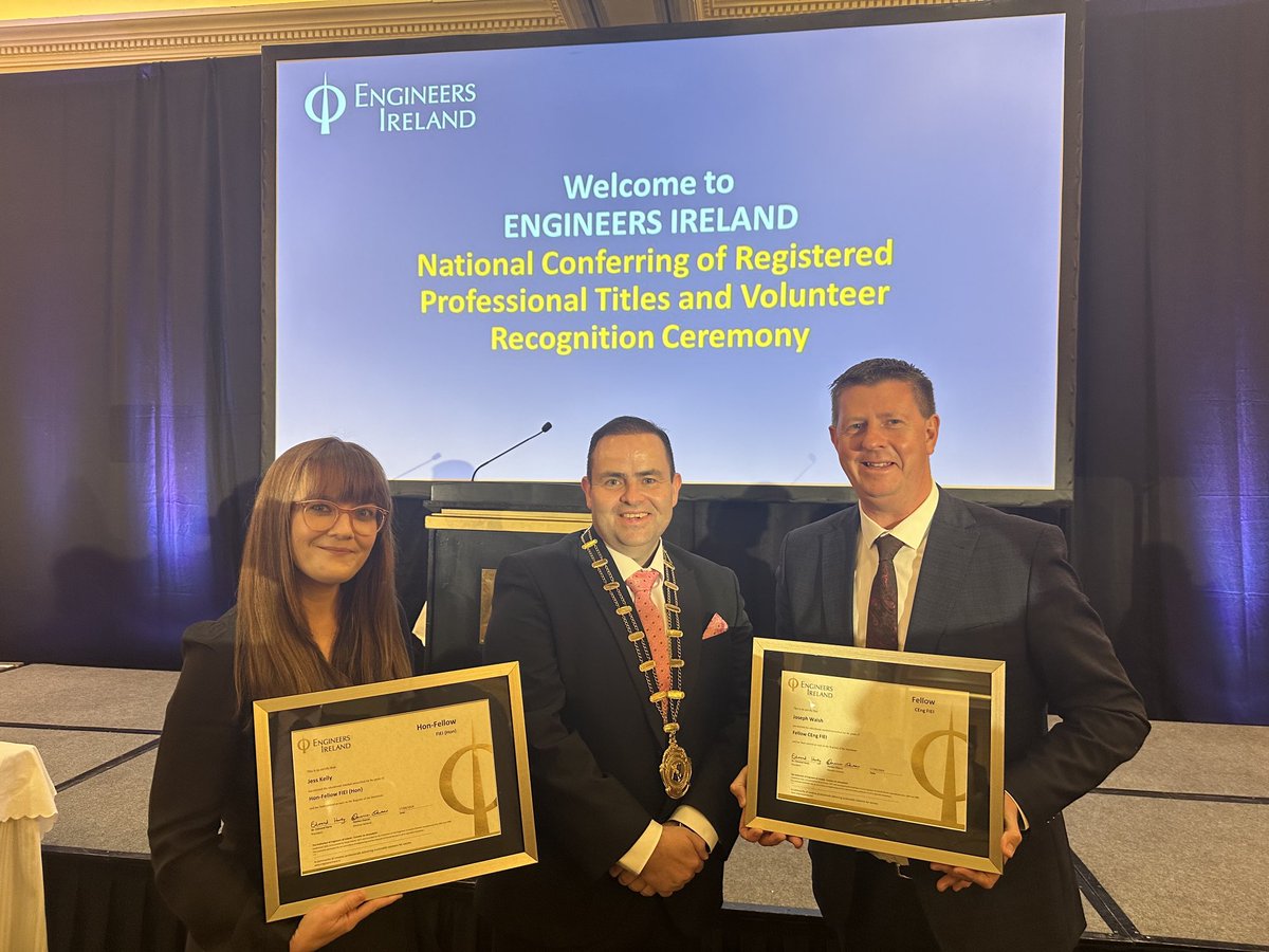 Fantastic evening ⁦@EngineerIreland⁩ professional conferring awards, honored to have been awarded Fellowship of Engineers Ireland, one of the oldest engineering societies, with ⁦@jesskellynt⁩ #NewsTalk ⁦@MTU_ie⁩ ⁦⁦@imar_ie⁩ ⁦⁦@edmondharty⁩ 👏👏