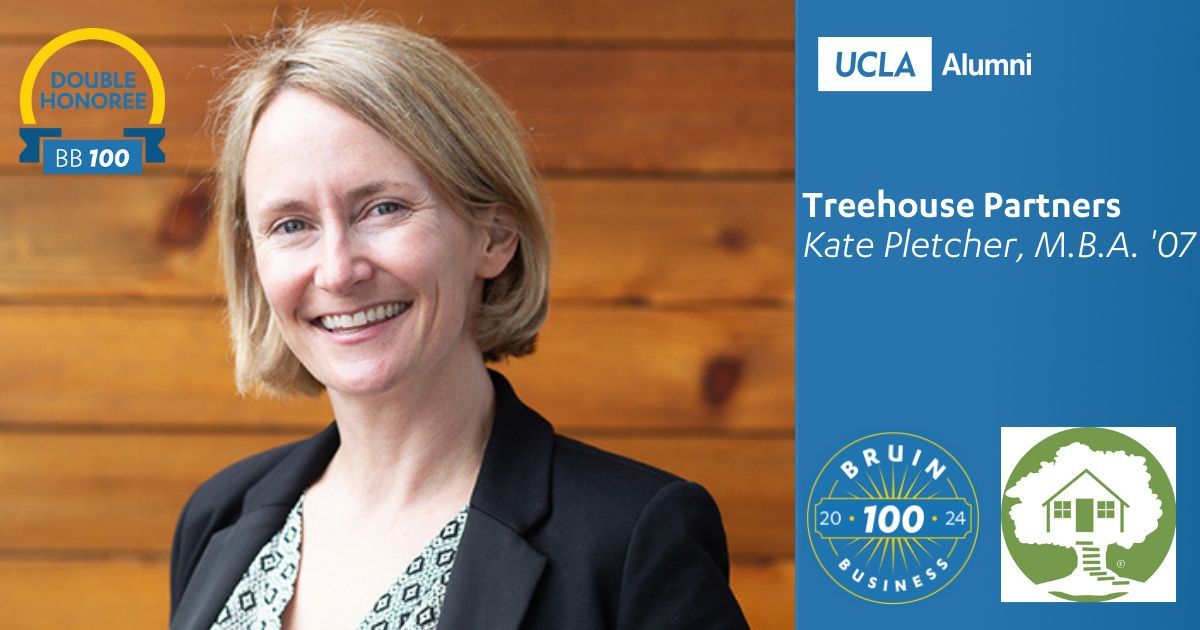 TreehouseHires's tweet photo. Our Founder and CEO, Kate Pletcher, was selected as one of the @ucla Alumni Association's 2024 #BruinBusiness 100! Kate is a proud '07 Anderson grad and founded Treehouse Partners over a decade ago. We are incredibly honored to receive this distinction for the second time! https://t.co/1d07Row6zM