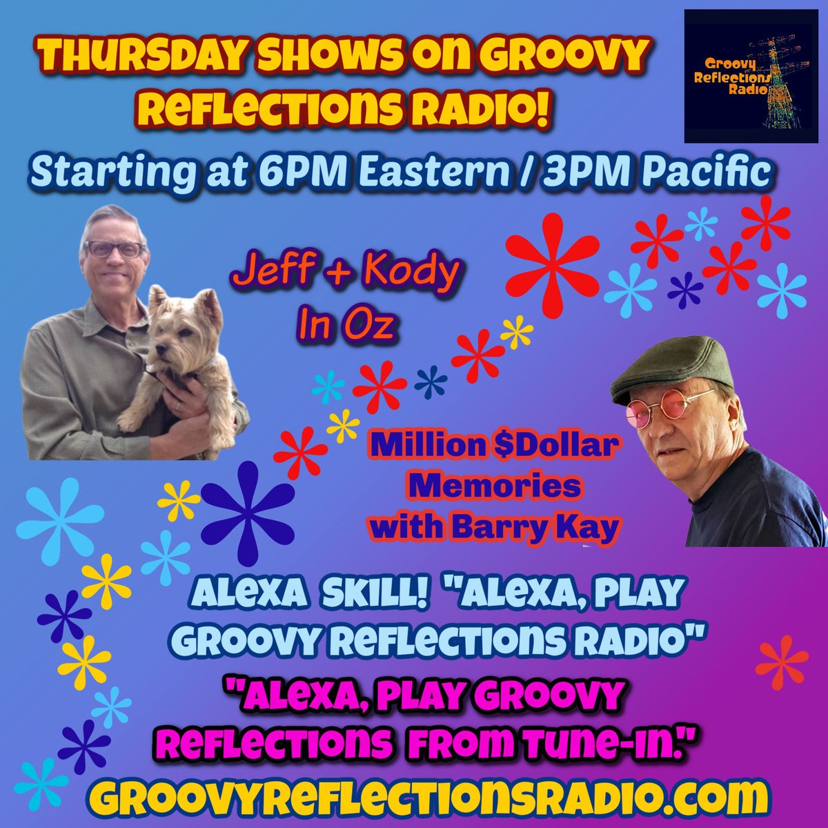 Thursday starting at 6pm Eastern / 3 Pacific, catch two of our shows, back-to-back: Million $ Memories with Barry Kay, and In Oz with Jeff & Kody only on buff.ly/4aPTW5k.
