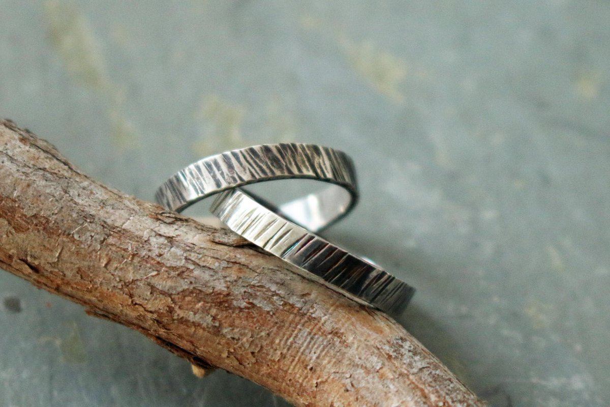 Handmade Sterling Silver Promise Ring, Unisex Rustic Silver Ring, Textured Narrow Sterling Band Ring, Artisan Minimalist Friendship Ring tuppu.net/a5ad86f4 #CapitalCityCrafts #Etsy #handmadeinUSA #giftideas #artisanjewelry #TexturedSilverRing