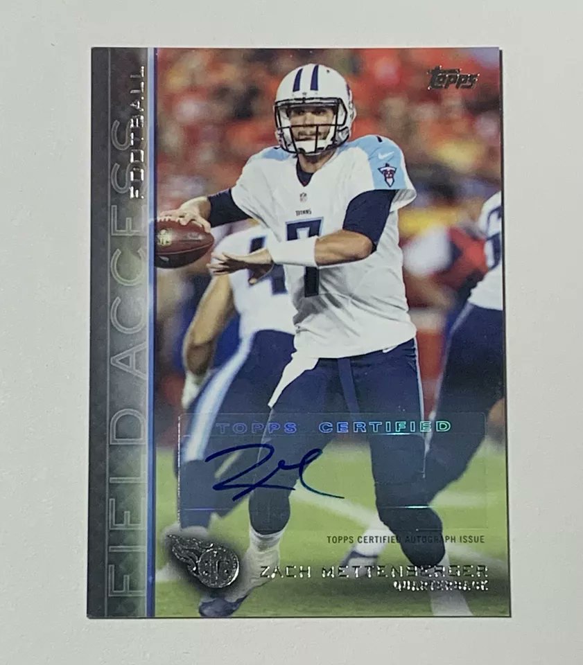 We have here a Football 2015 Zach Mettenberger #Titans Topps Field Access Rookie Certified Autograph Card #18. Asking $2.00. Feel free to make any offers. Retweet or stack if you want. @Acollectorsdrea @sports_sell @CardboardEchoes @HobbyRetweet_ @HobbyConnector
