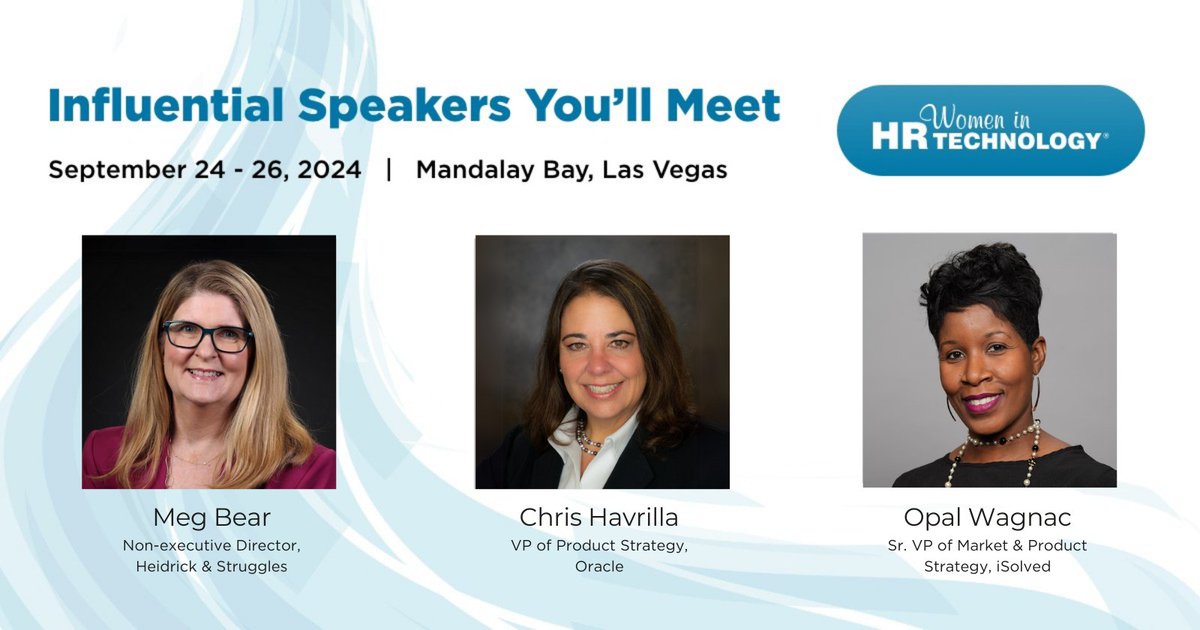 HR Tech (@hrtechconf) on Twitter photo 🎉 Exciting News! Announcing our superstar speakers for the Women in #HRTech Summit 2024 Opening Session:
✨ Meg Bear <a href="/megbear/">Meg Bear (she/her)</a>, <a href="/Heidrick/">Heidrick & Struggles</a>
✨ Chris Havrilla <a href="/AI_Whisperer/">Chris Havrilla</a>, <a href="/Oracle/">Oracle</a>
✨ Opal Wagnac <a href="/OpalW/">Opal Wagnac</a>, <a href="/isolvedhcm/">isolved</a>
👉 Learn more ow.ly/uCvJ50RJ3nV
#HRTechConf #womenintech 🎉 Exciting News! Announcing our superstar speakers for the Women in #HRTech Summit 2024 Opening Session:
✨ Meg Bear <a href="/megbear/">Meg Bear (she/her)</a>, <a href="/Heidrick/">Heidrick & Struggles</a>
✨ Chris Havrilla <a href="/AI_Whisperer/">Chris Havrilla</a>, <a href="/Oracle/">Oracle</a>
✨ Opal Wagnac <a href="/OpalW/">Opal Wagnac</a>, <a href="/isolvedhcm/">isolved</a>
👉 Learn more ow.ly/uCvJ50RJ3nV
#HRTechConf #womenintech