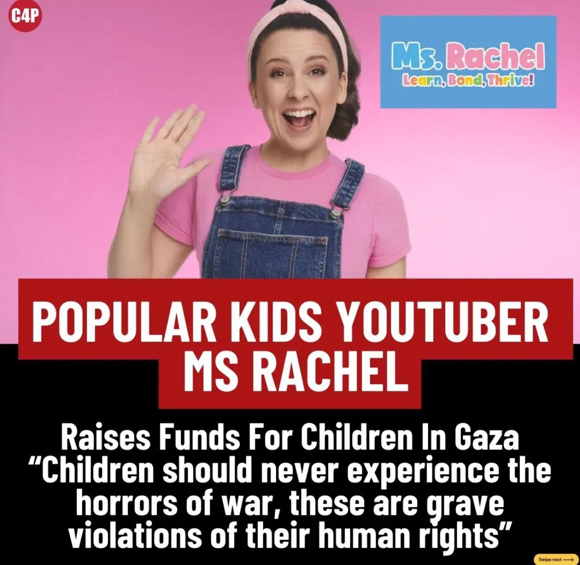 Ms. Rachel, an inspirational speech therapist with a popular YouTube channel benefiting millions of kids &amp; families around the globe, is being viciously bullied by pro-Israeli trolls. All because she wanted to help children who are starving and in pain, including those in #Gaza.