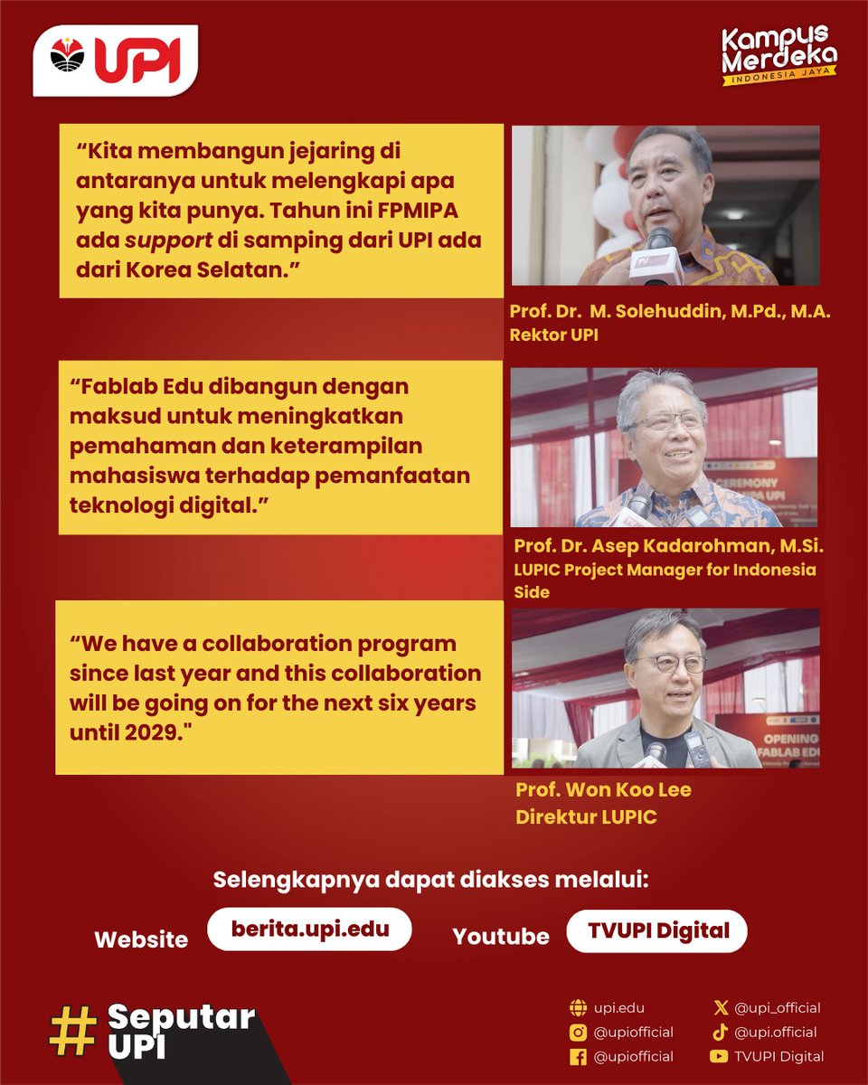 upi_official's tweet image. UPI mendapatkan hibah untuk mendirikan Fablab Edu dengan total peralatan yang disediakan oleh Leading University Project for International Cooperation (LUPIC) sebesar Rp776.500.850.- Fablab Edu dapat dimanfaatkan oleh masyarakat luas.  

#SeputarUPI #FABLABEdu #PelopordanUnggul