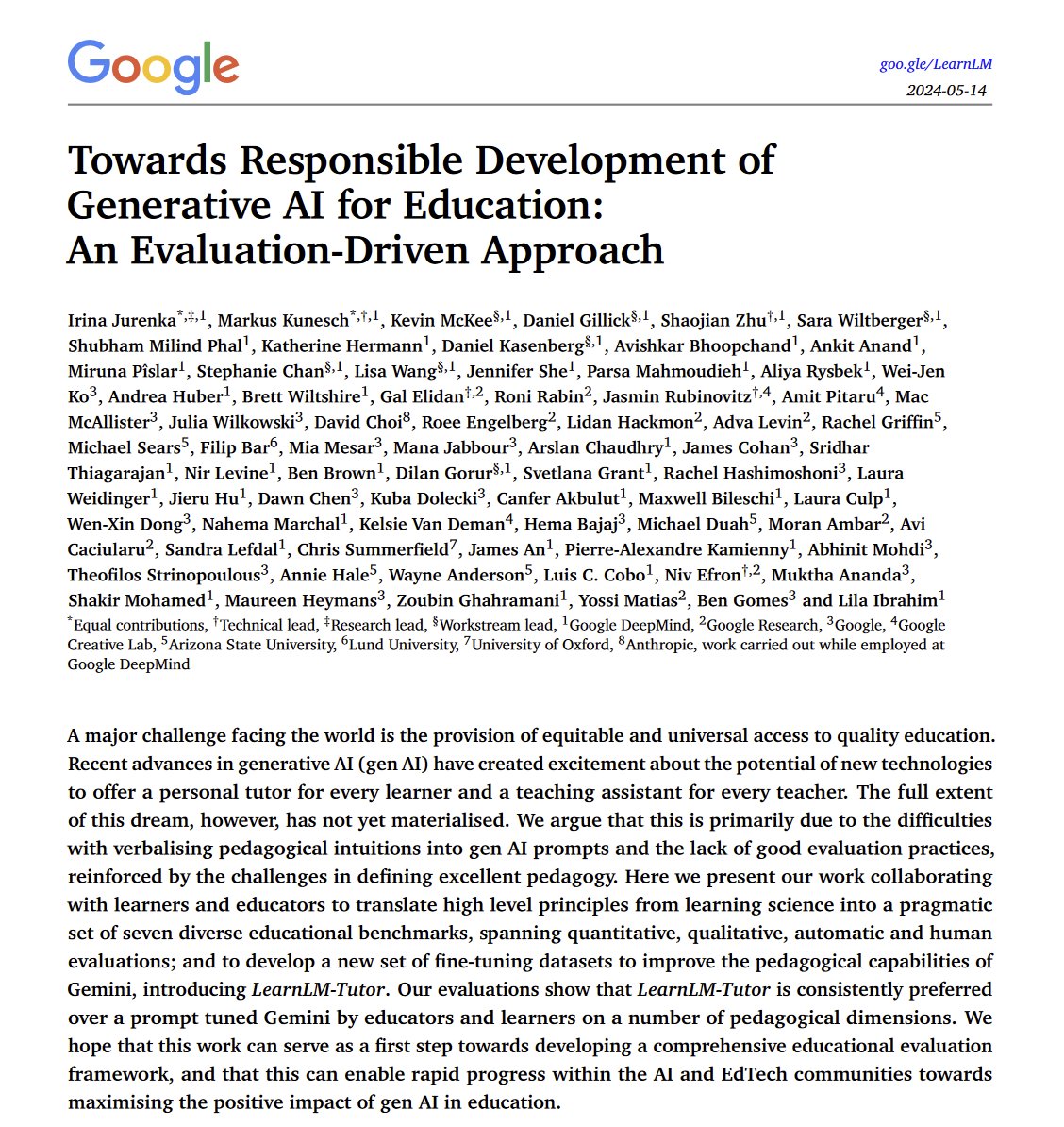 Education is one of the areas in which LLMs can do the most immediate good, even with their limitations, so I was excited to see that Google is fine tuning a tutor LLM. Also, the comparison they used was Gemini 1.0 running a variation of our tutor prompt! The prompt alone did ok