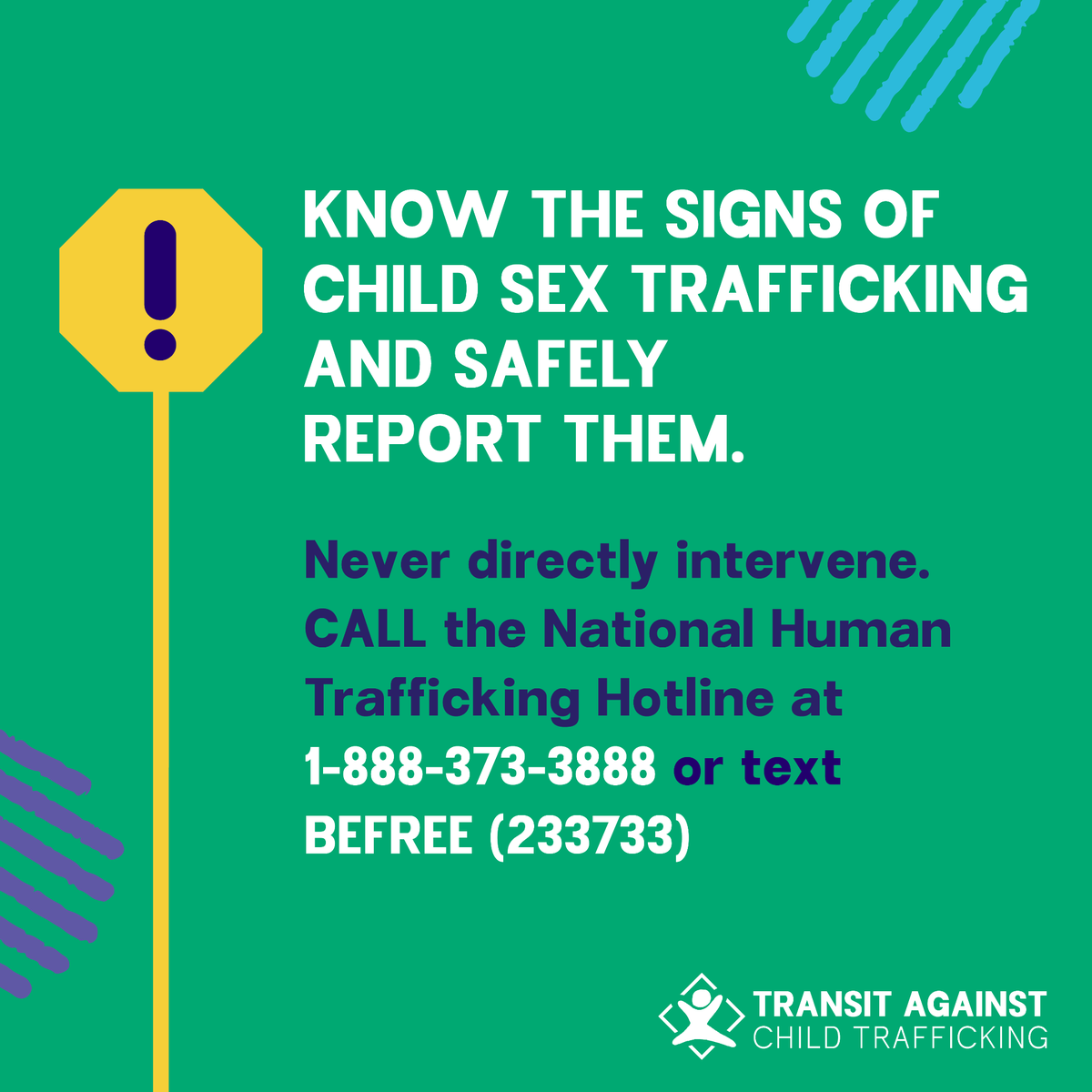 FACT: Child traffickers utilize buses, trains and other forms of public transit to transport their victims. Together, we can stop trafficking if we #KnowTheSigns. Learn more: wearepact.org/tact-campaign