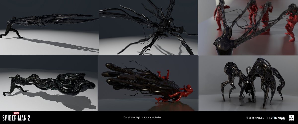 #SpiderMan #SpiderMan2PS5 #conceptart #gameart #videogames some of the symbiote concept stuff for SM2: