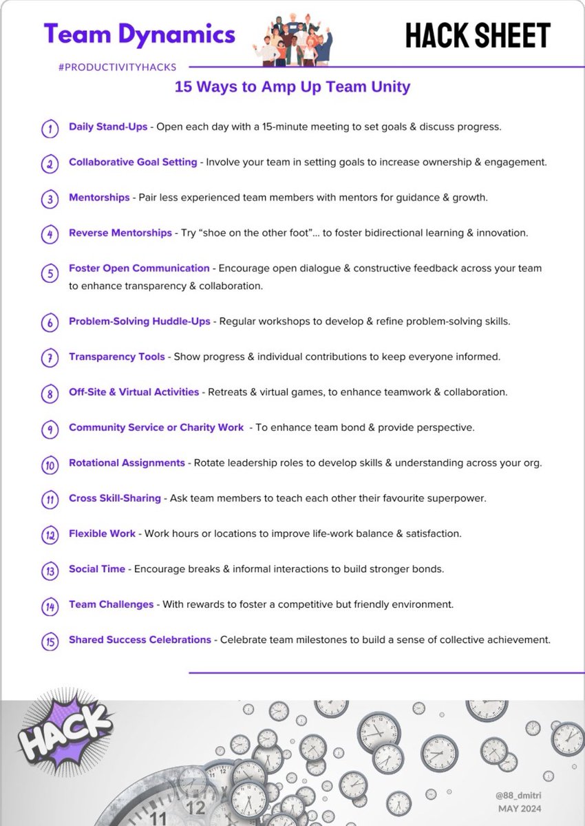 88_dmitri's tweet photo. 🚀✨ Loved the buzz around that last #ProductivityHacks post! Here’s another gem 💎...

15 Ways to Boost Team Unity 🌟🤝 Fresh ideas to energize your squad + strengthen bonds.

What’s your fave way to boost team unity? 💬👇 #TeamSpirit #ItsFriday https://t.co/refRow7YFt