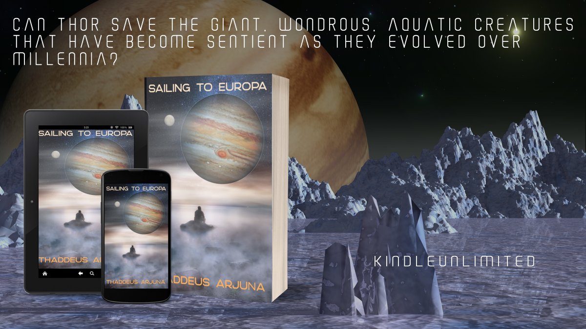 #RT @ThaddeusArjuna SAILING TO EUROPA Beneath the thick, icy crust of Europa, Jupiter’s frozen moon, hidden and unknown to the residents above exists a thriving, fantastical culture of giant, sentient sea creatures. #KindleUnlimited amazon.com/Sailing-Europa…