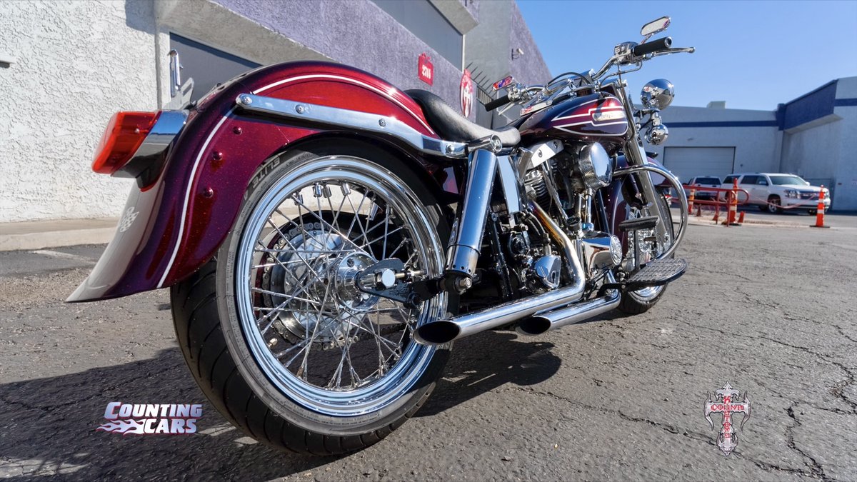 Our newest bike reveal is here - this 1972 Harley-Davidson Shovelhead has been restored and painted by the amazing team at Count’s Kustoms! Stay tuned for behind-the-scenes video footage of this build! #countskustoms #blackcherry #harleydavidson #shovelhead @CountsKustoms_S