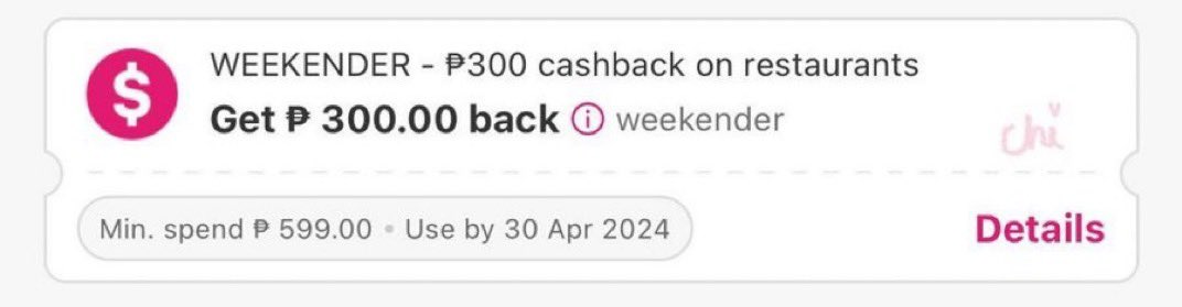 foodpanda vouchers today 🐼

➡️ order here: prf.hn/l/pmlXBdv

WEEKENDER — min ₱599, ₱300 cashback ‼️
★ on select vendors:
EATNA — min ₱199, ₱100 off.
FOOD150 — min 399+, ₱150 off.
COOLERS — min ₱299, ₱150 off.