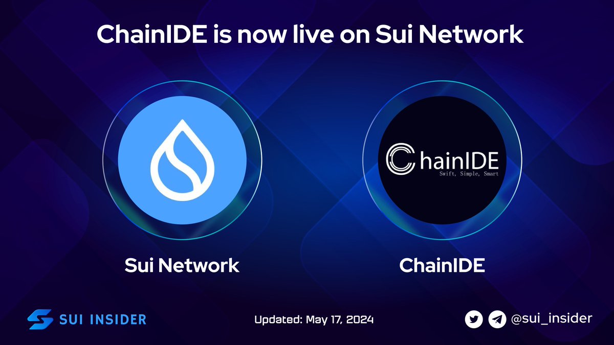 🔥 @ChainIDE is now live on @SuiNetwork Effortlessly compile, deploy, interact, and query Sui Move contracts directly in your browser through the wallet🤩 Try it now 🔗chainide.com How to use SUI IDE 🔗youtube.com/watch?v=5Pq_r5… #SUI $SUI