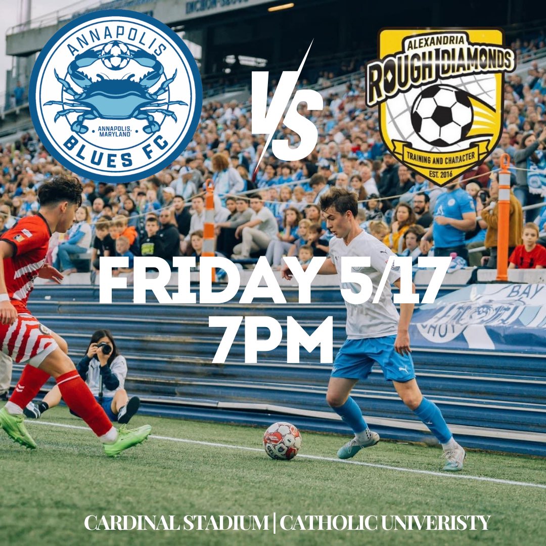 Tomorrow at 7pm, the official 2024 NPSL Season begins! 🙌 Your Annapolis Blues will be facing off against the Alexandria Rough Diamonds! 😤 Tickets for this match are available through the link in our bio! Game is at Cardinal Stadium at Catholic University
