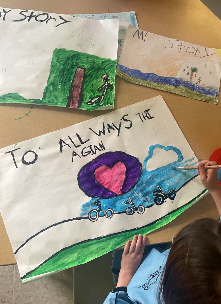 Our murals are coming along nicely! We were busy all afternoon bringing our mural stories to life! 🖼️