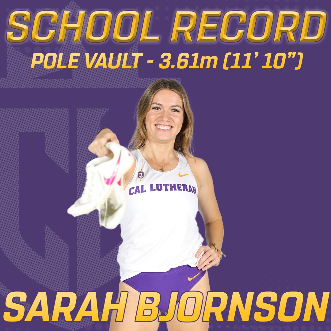 New School Record! Congrats to Sarah Bjornson as she set the school record in the pole vault at the Redlands Final Qualifier! #OwnTheThrone