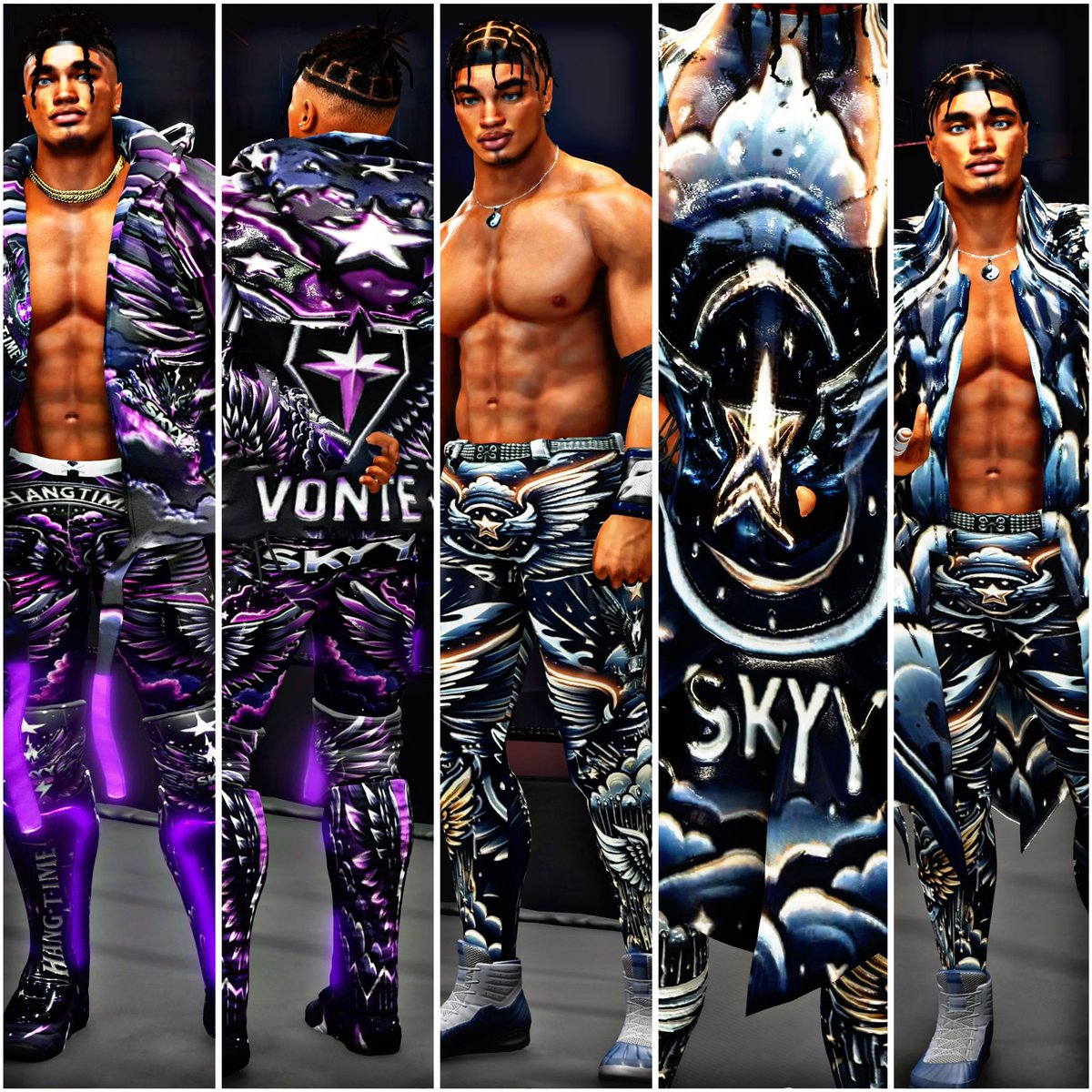 If it’s a brass ring, he’s taking it!

Ladies and Gentlemen 📢 Vontè Skyy is now available on CC. 

He was fun to create in such a short time. But I like how he turned out.

Tags: vskyy, hangtime, luckcaw24

Thanks for the support. Yall are the best. Have fun! #WWE2K24